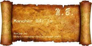 Mancher Béla névjegykártya